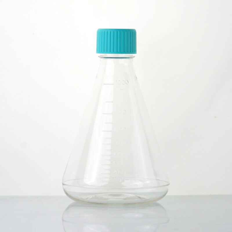 1000mL Erlenmeyer Flask-PETG-flat-784001-784011 Small Size Erlenmeyer Flasks, Vent Cap, Sterile