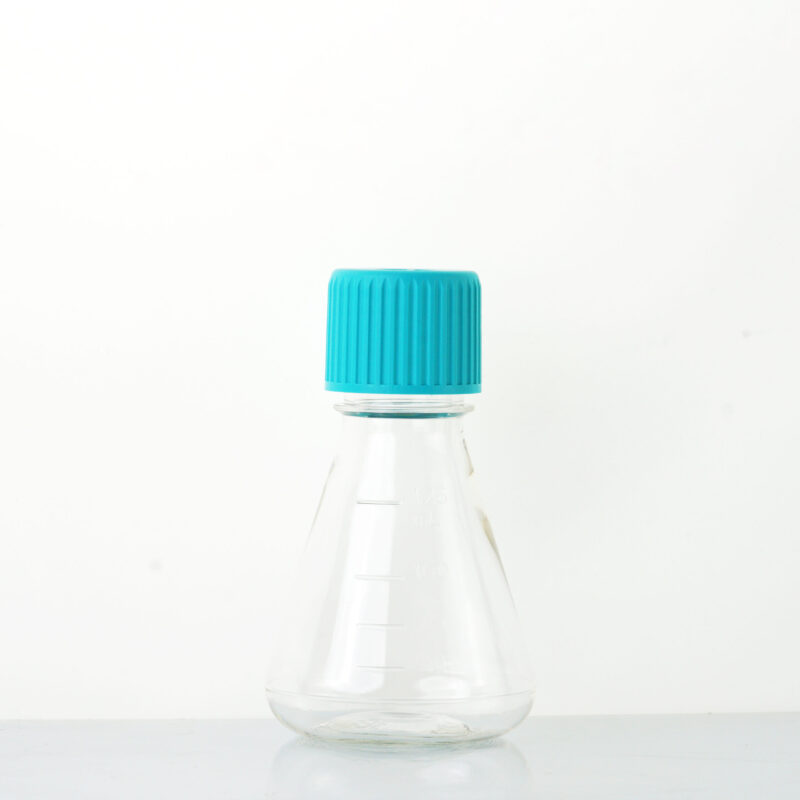 125mL Erlenmeyer Flask-PETG-flat-781001-781011 Small Size Erlenmeyer Flasks, Vent Cap, Sterile
