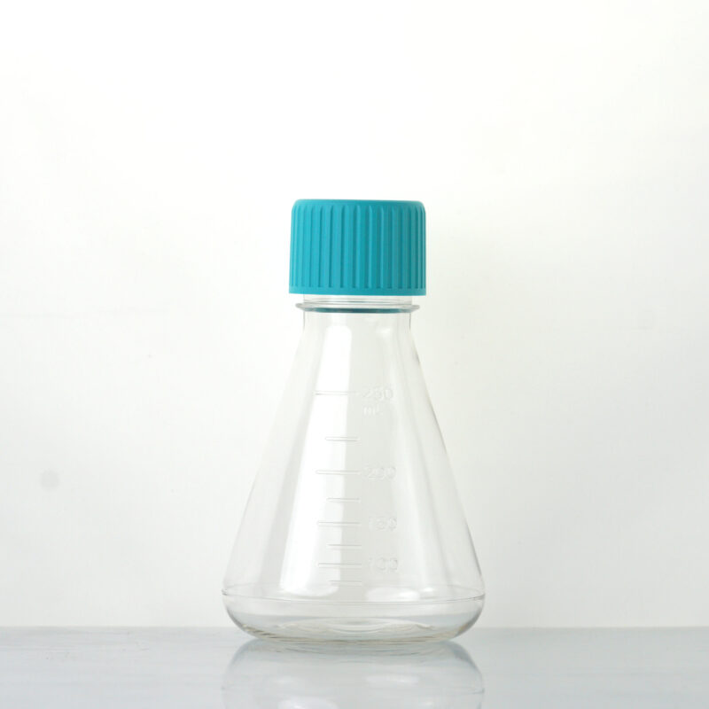 250mL Erlenmeyer Flask-PETG-flat-782001-782011 Small Size Erlenmeyer Flasks, Vent Cap, Sterile