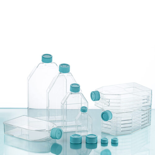 Group photo of cell culture flask Cell Culture Flasks ,Vent Cap, TC Treated, Sterile