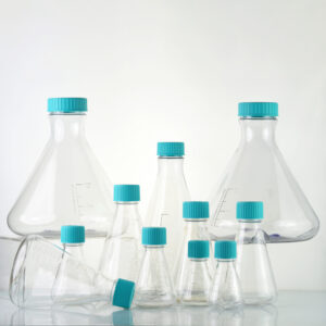 Group photo of erlenmeyer fl ask-flat Small Size Erlenmeyer Flasks, Vent Cap, Sterile